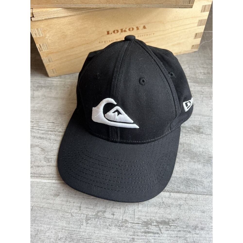 Quiksilver New Era Cap Hat Black Youth Flex Fit Kid 3D Embroidered Logo 52-55 cm